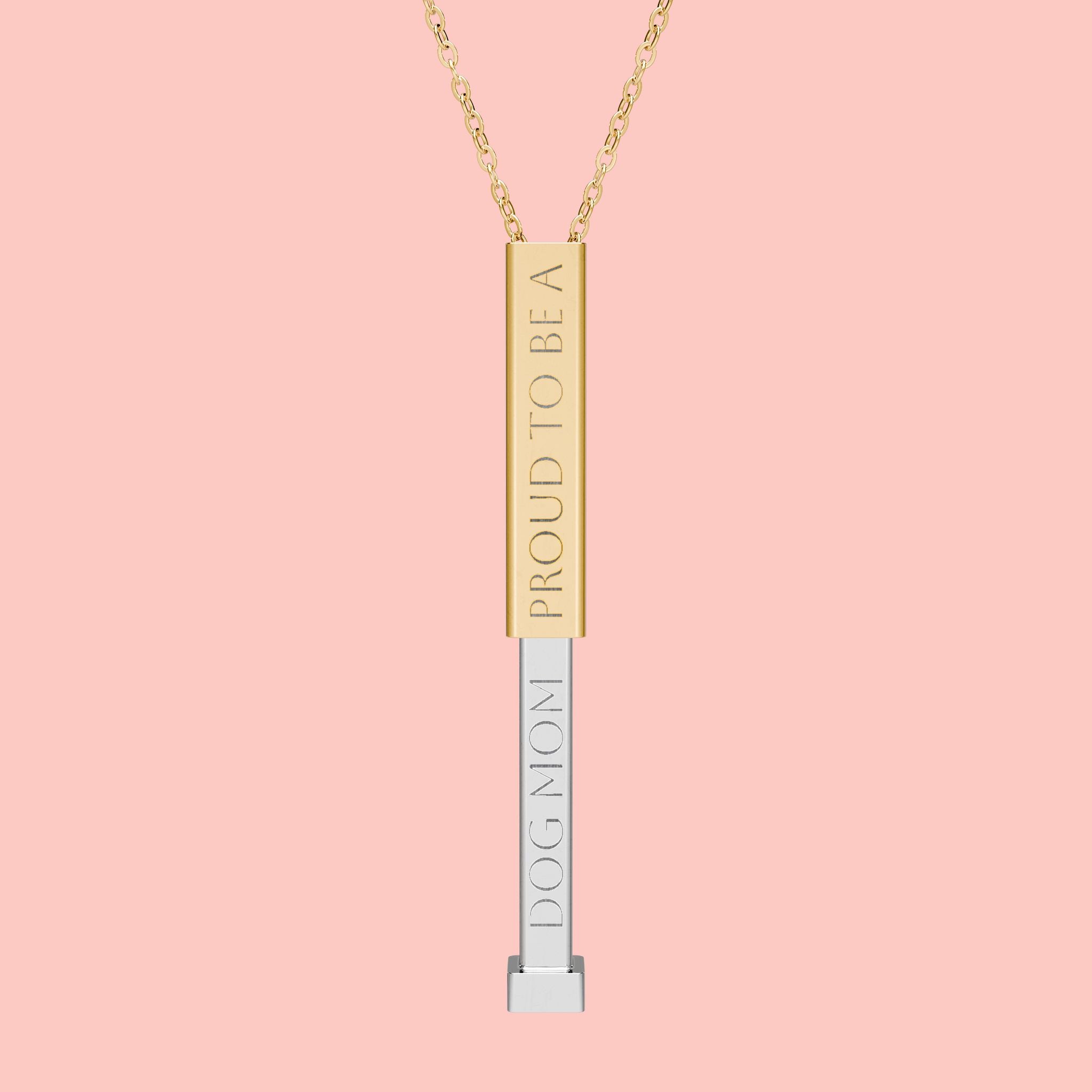 Hidden Message Sliding Bar Necklace — Engravable Secret Message Pendant