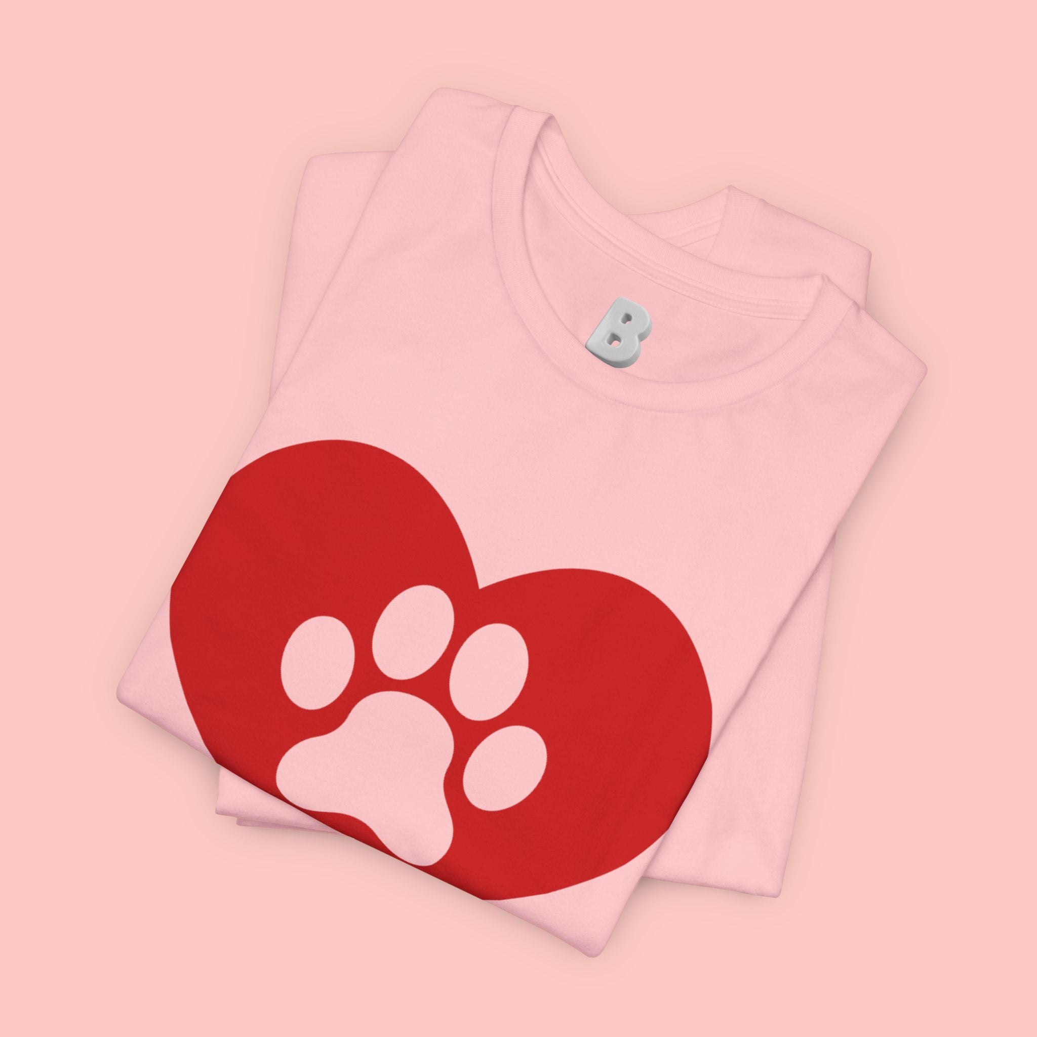 Pet Lover T-Shirt — Red Heart Paw Print Tee