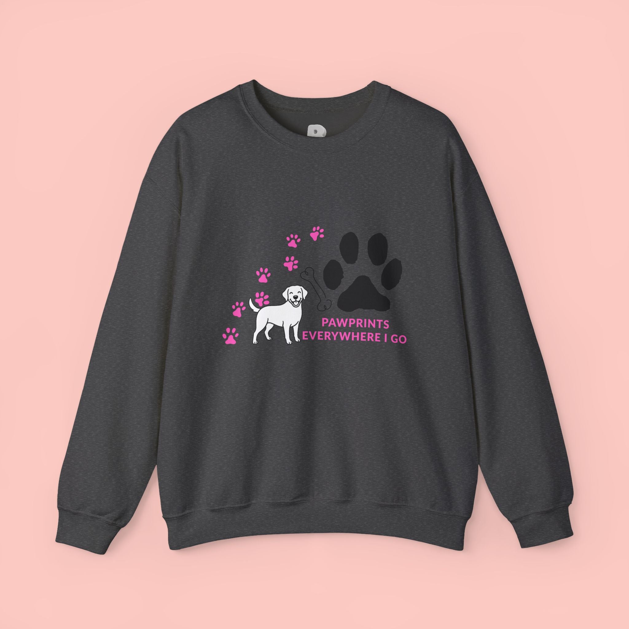 Crewneck Sweatshirt — "Pawprints Everywhere I Go" Dog Lover Graphic