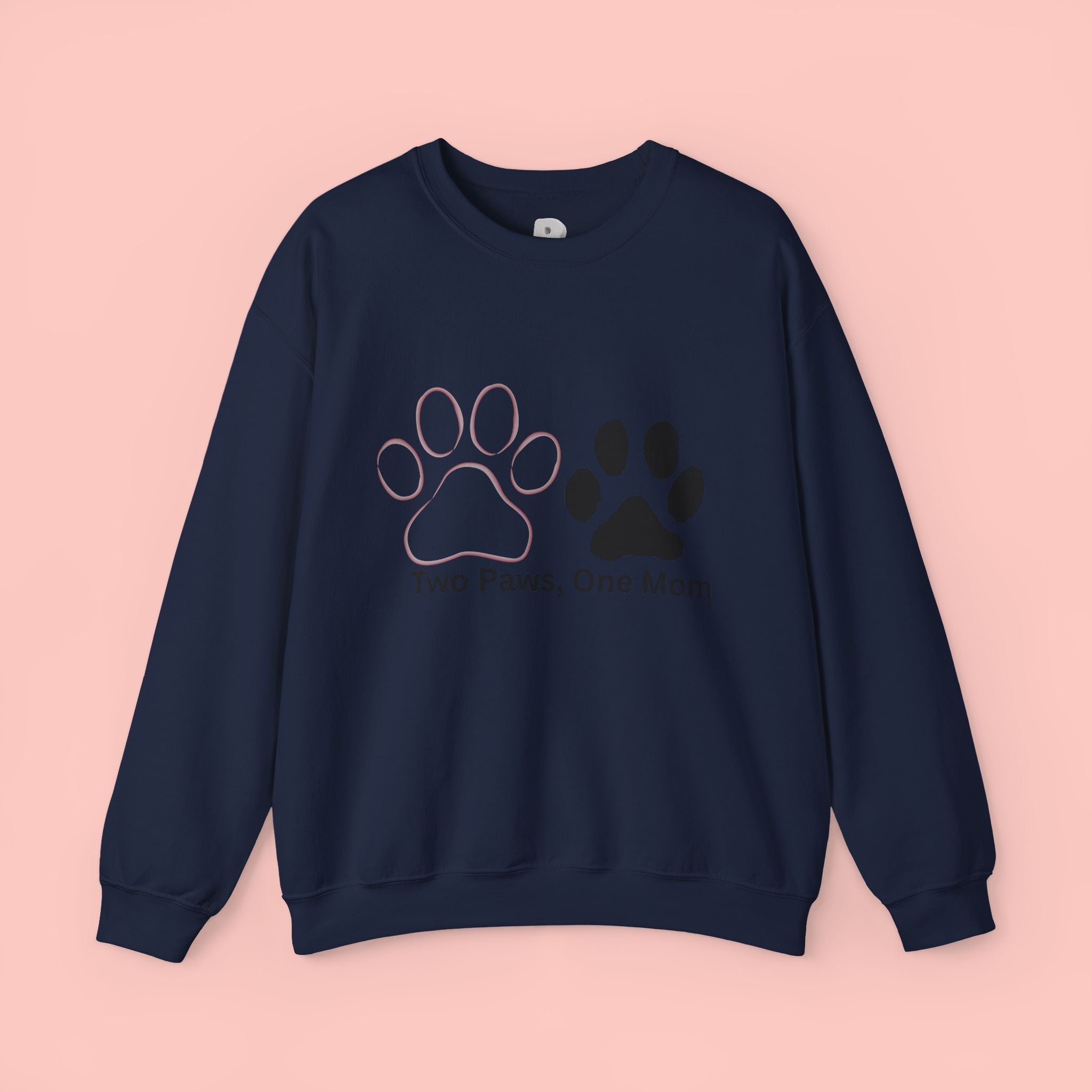 Crewneck Sweatshirt – "Two Paws, One Mom" Paw Print Mom Gift