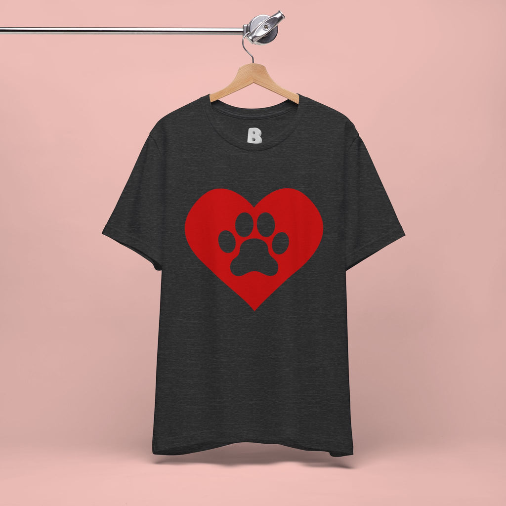 Pet Lover T-Shirt — Red Heart Paw Print Tee