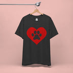 Pet Lover T-Shirt — Red Heart Paw Print Tee