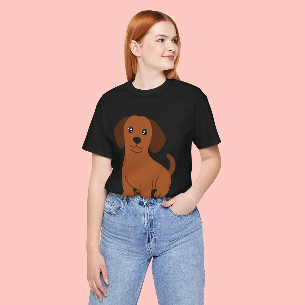 Dachshund Puppy Graphic T-Shirt — Cute Brown Dog Tee