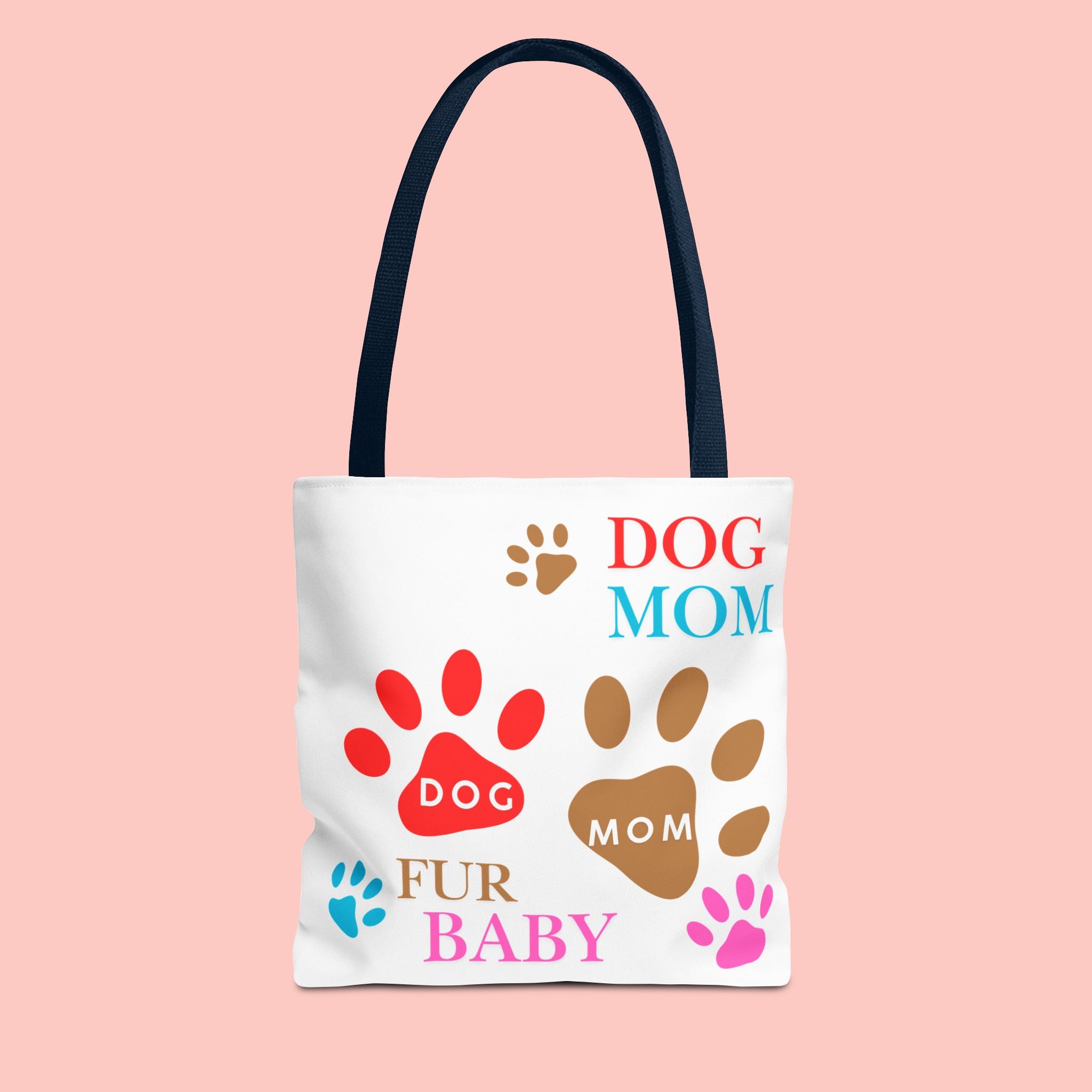 Dog Mom Tote Bag – "Fur Baby" Paw Print AOP Tote