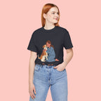 Dog Mom T‑Shirt — Cute Woman Hugging Dog Graphic Tee
