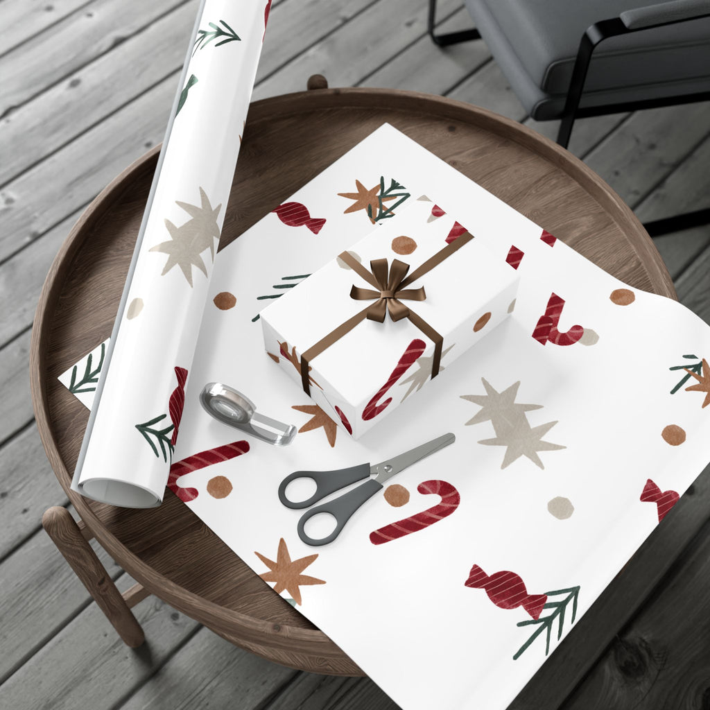 Holiday Candy Cane Gift Wrap Paper