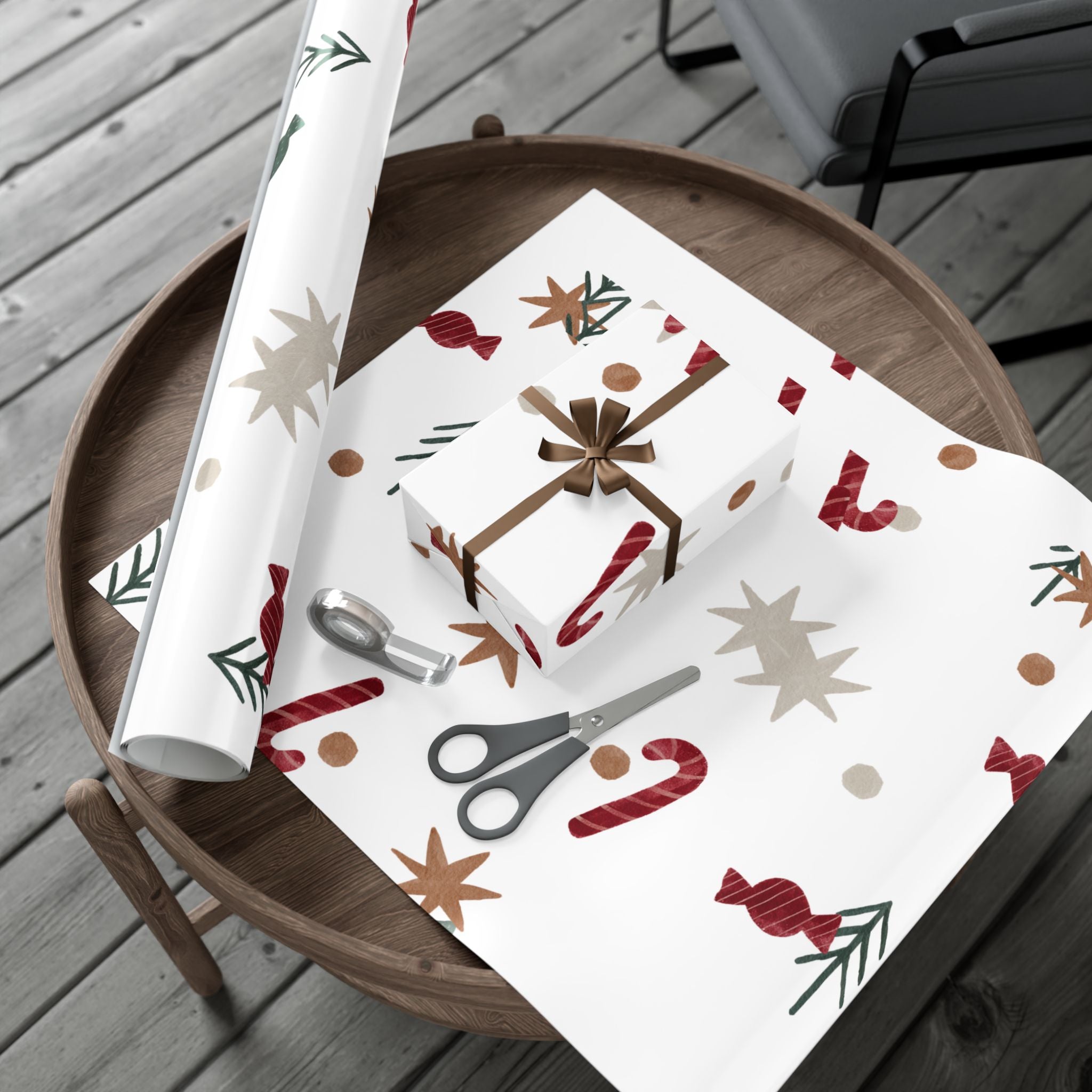 Holiday Candy Cane Gift Wrap Paper