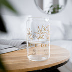 16oz Glass Sipper Tumbler — “Love Dogs” Botanical Design with Bamboo Lid & Straw