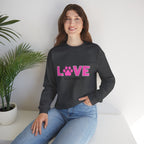 Dog Mom Love Crewneck Sweatshirt — Pink Paw Graphic
