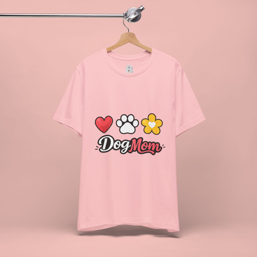Dog Mom T-Shirt – Heart, Paw & Flower Graphic Tee