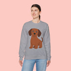 Cute Brown Puppy Sweatshirt — Cartoon Dachshund Crewneck for Dog Lovers