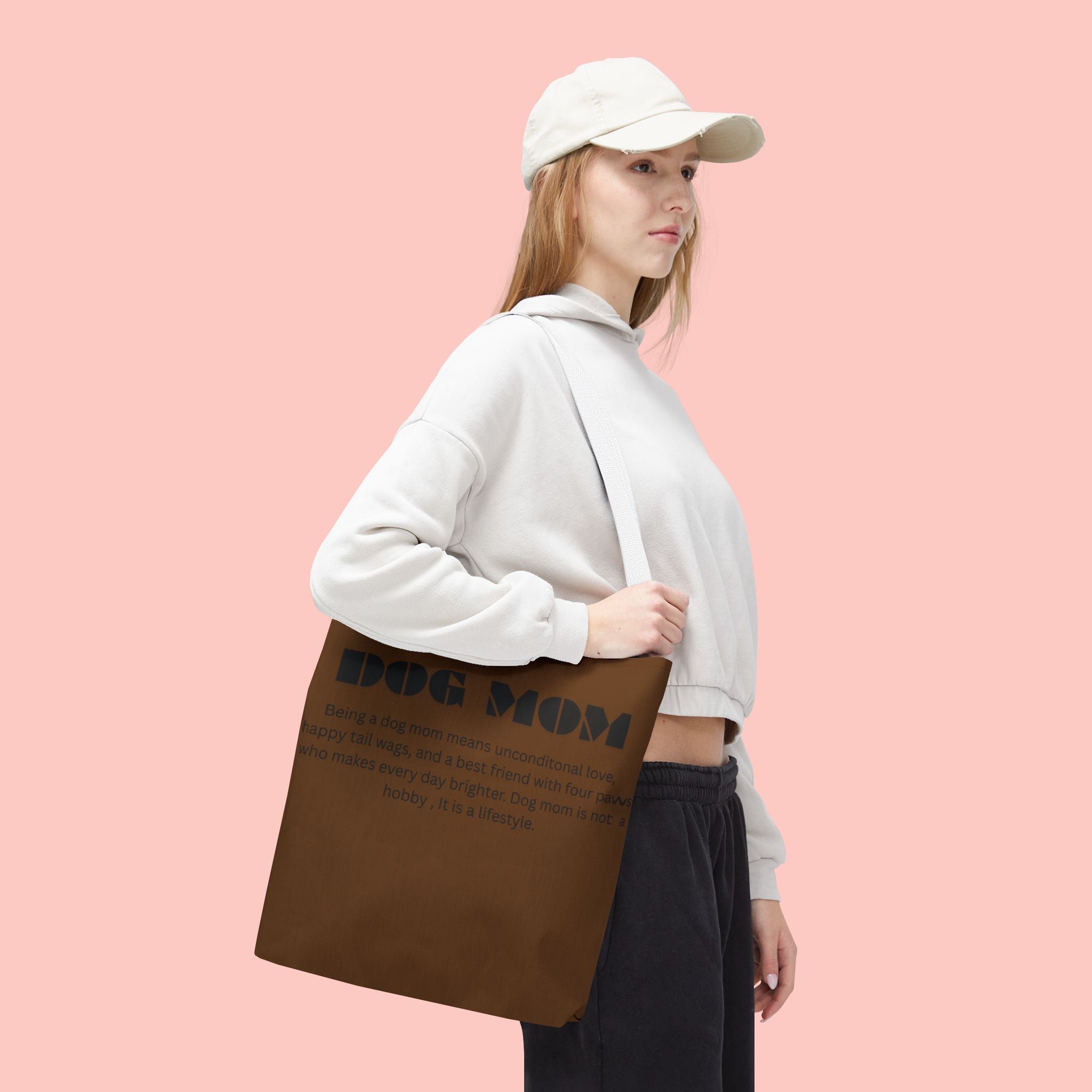 Dog Mom Tote Bag - 'Dog Mom' Printed Canvas Carryall, Gift for Dog Lovers