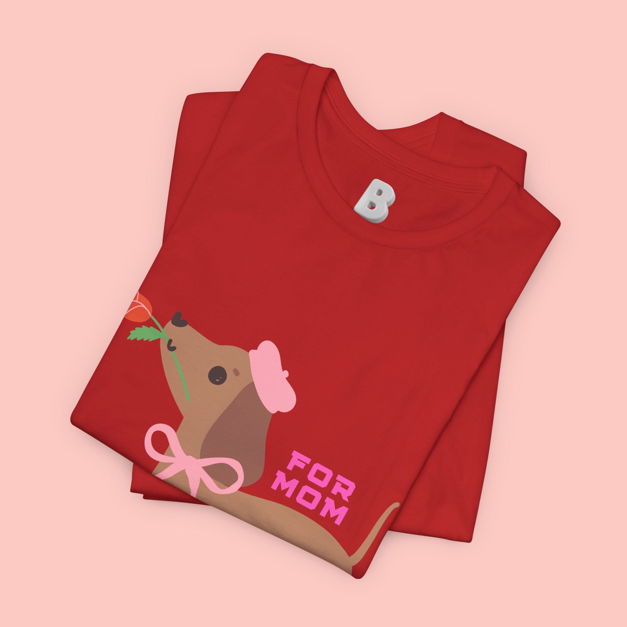 Mommy’s Dachshund Tee – Cute Dog with Rose “For Mom” Shirt