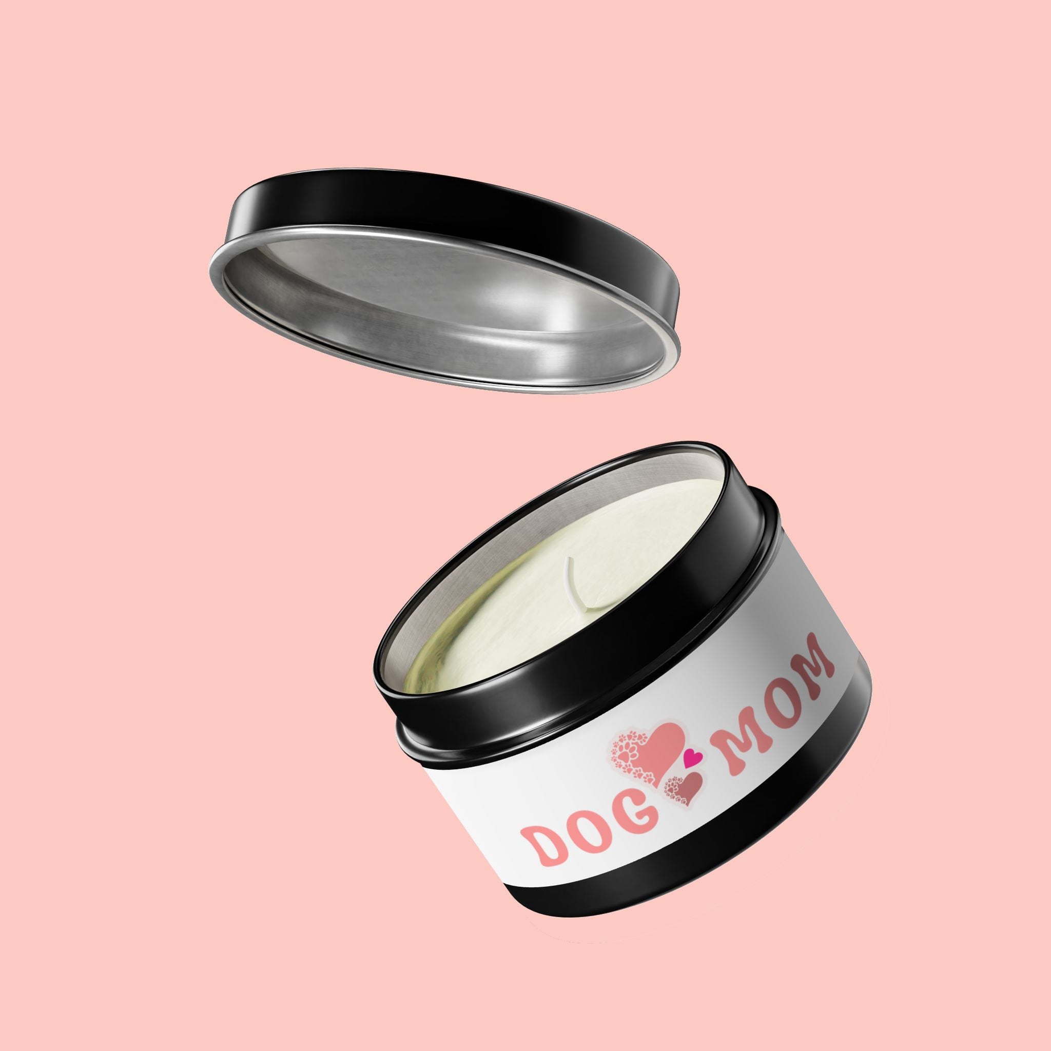 Dog Mom Tin Candle — Heart Paw Scented Travel Candle (Perfect Gift for Dog Lovers)