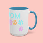 Dog Mom Club Accent Coffee Mug – Colorful Paw Print 11/15oz