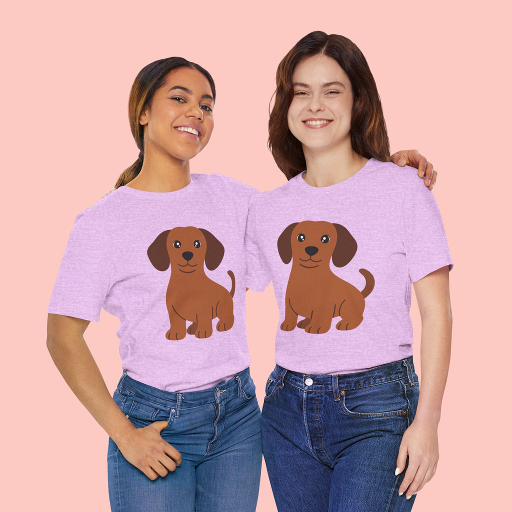 Dachshund Puppy Graphic T-Shirt — Cute Brown Dog Tee