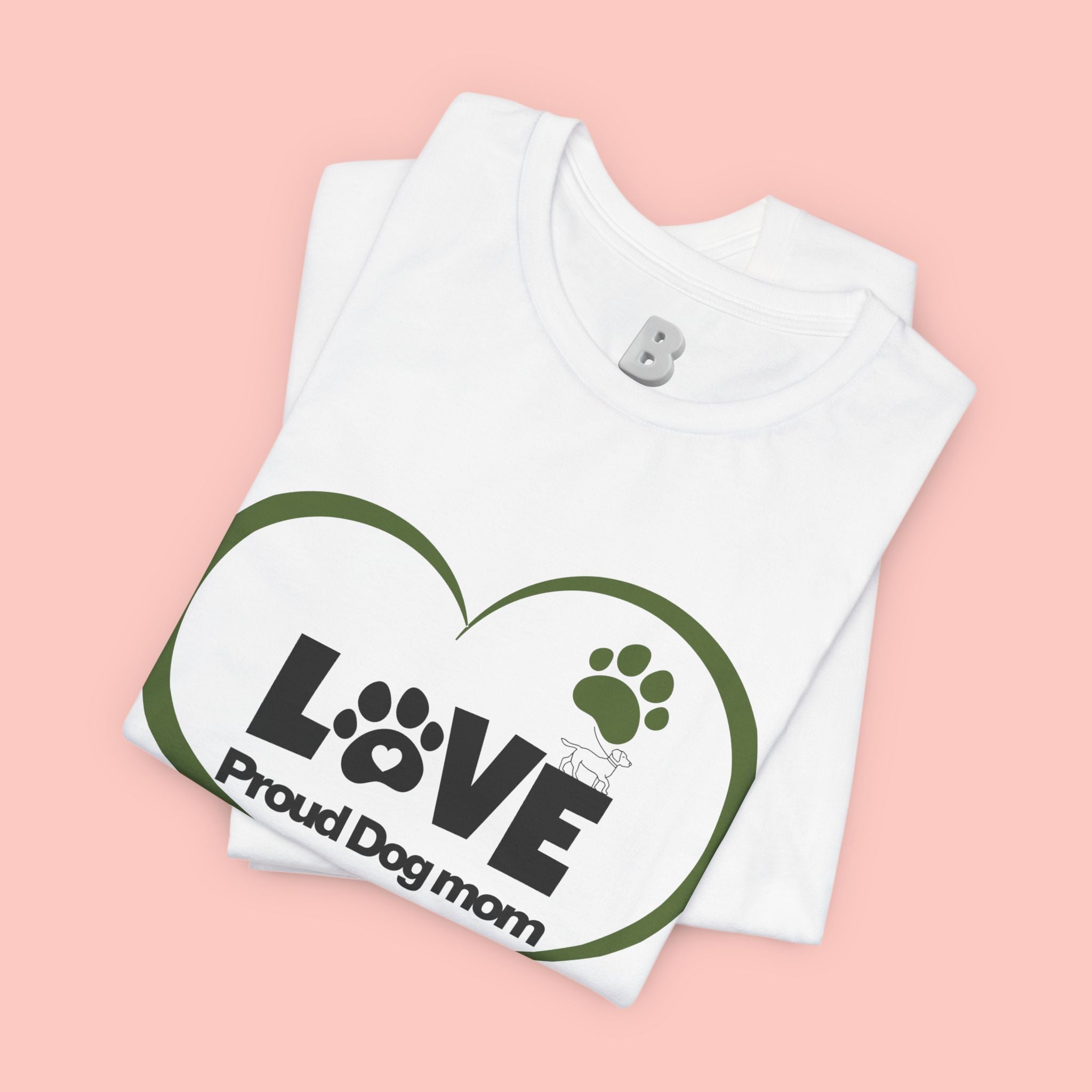 Dog Mom Love T-Shirt — "LOVE Proud Dog Mom" Heart Paw Tee