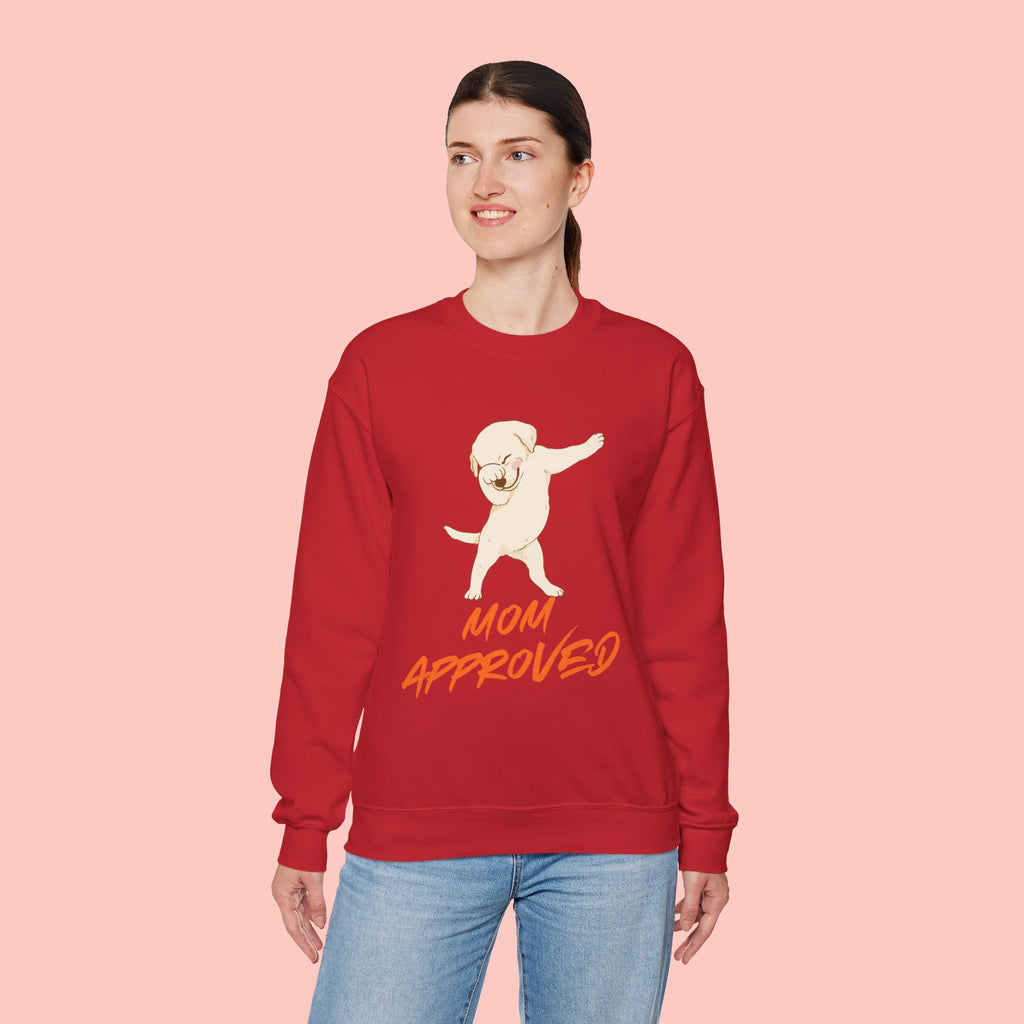 Crewneck Sweatshirt - 'Mom Approved' Dabbing Dog Cute Graphic