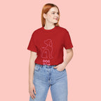 Dog Mom T‑Shirt – Minimal Pink Line Art Dog Tee
