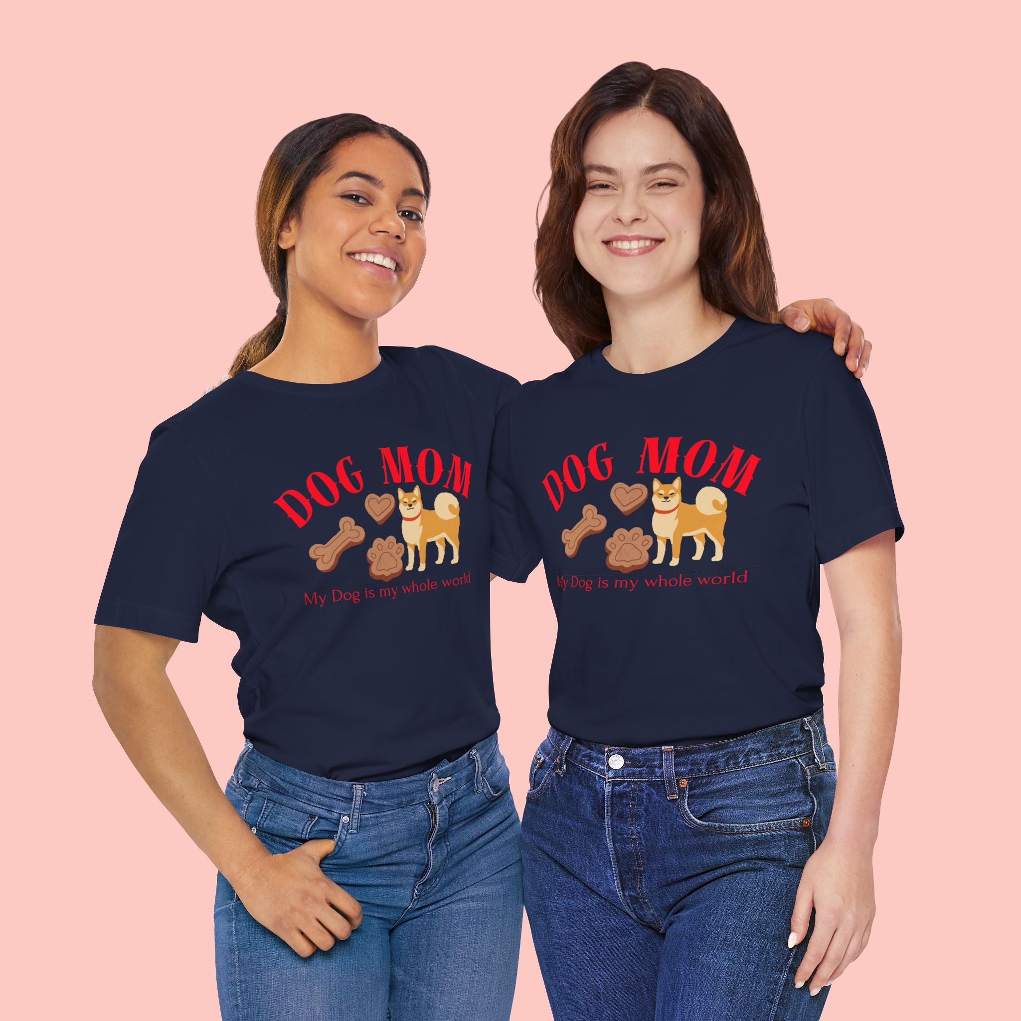 Dog Mom T-Shirt — Cute Shiba & Treats “My Dog Is My Whole World” Tee