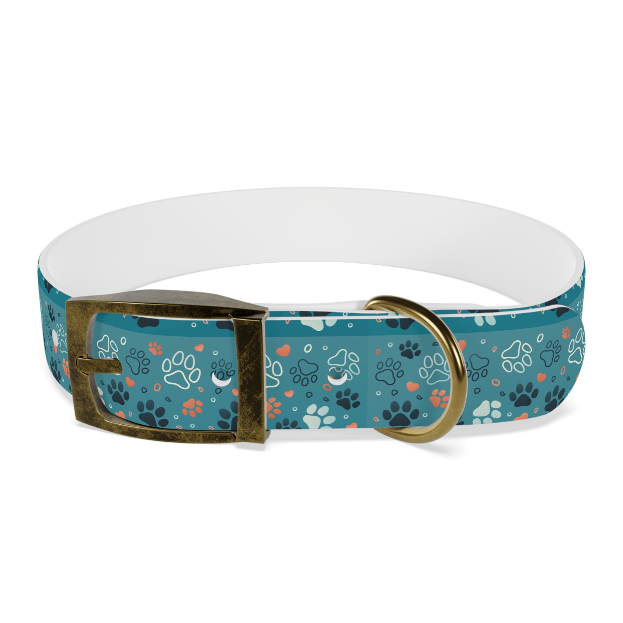 Paw Print Dog Collar — Teal Patterned Pet Collar for Small & Medium Dogs