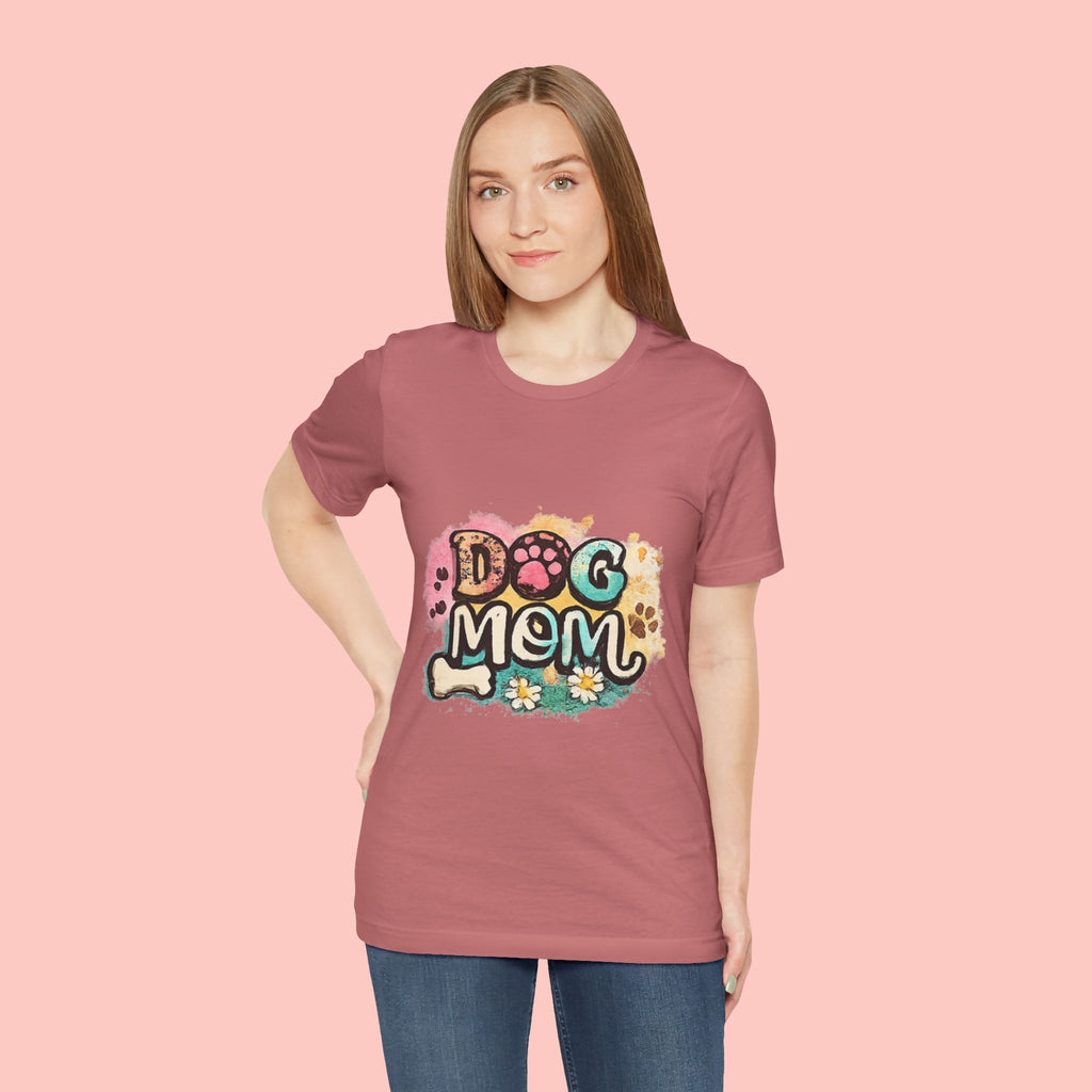 Dog Mom T-Shirt — Colorful Paw Print Graphic Tee for Pet Lovers