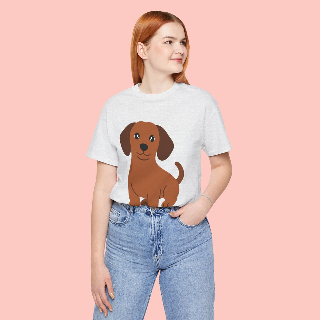 Dachshund Puppy Graphic T-Shirt — Cute Brown Dog Tee