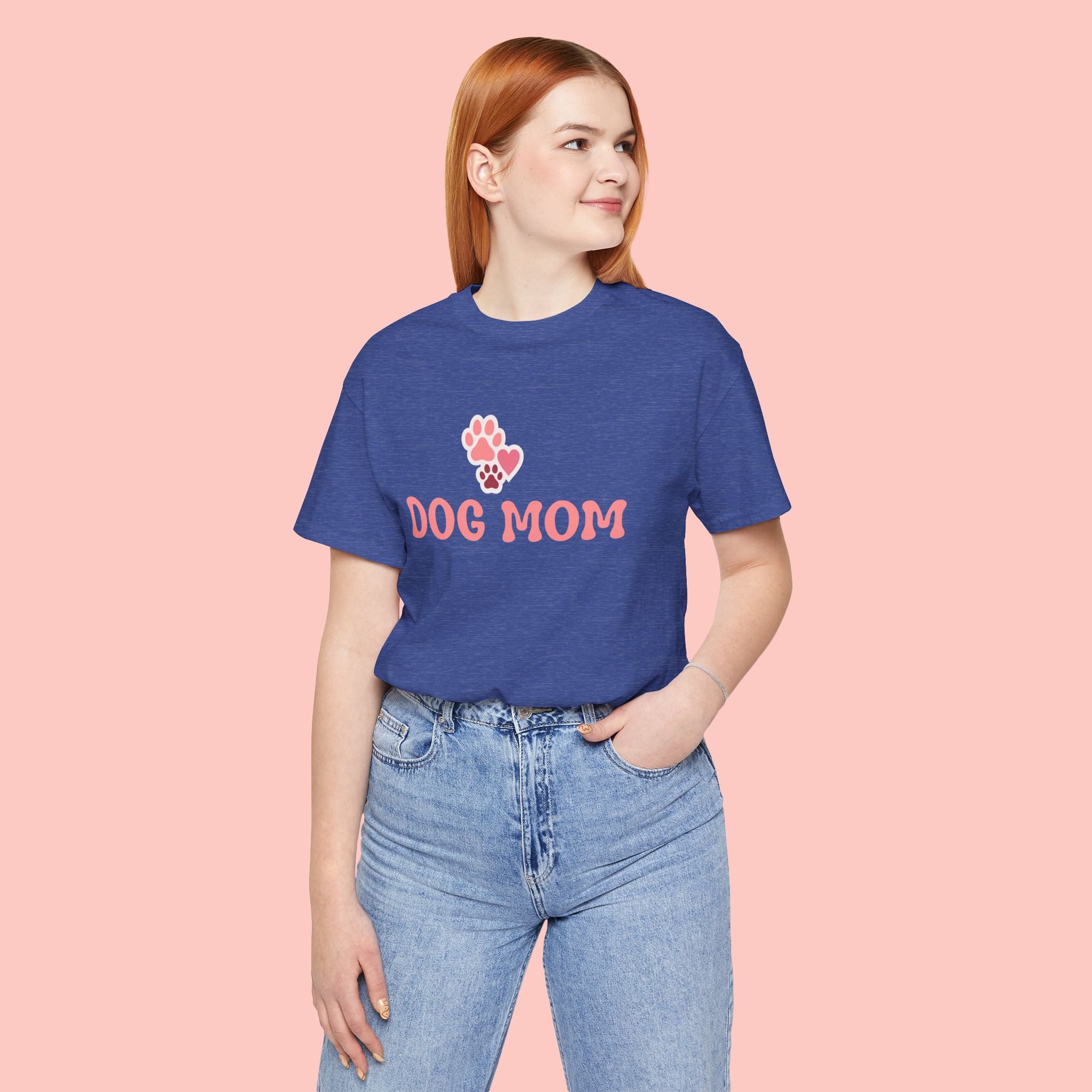 Dog Mom T-Shirt — Pink Paw Graphic Tee for Dog Lovers