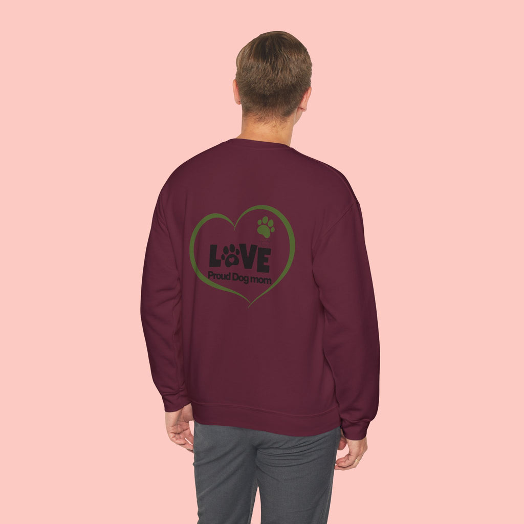 Dog Mom Sweatshirt – "LOVE" Paw Heart Crewneck