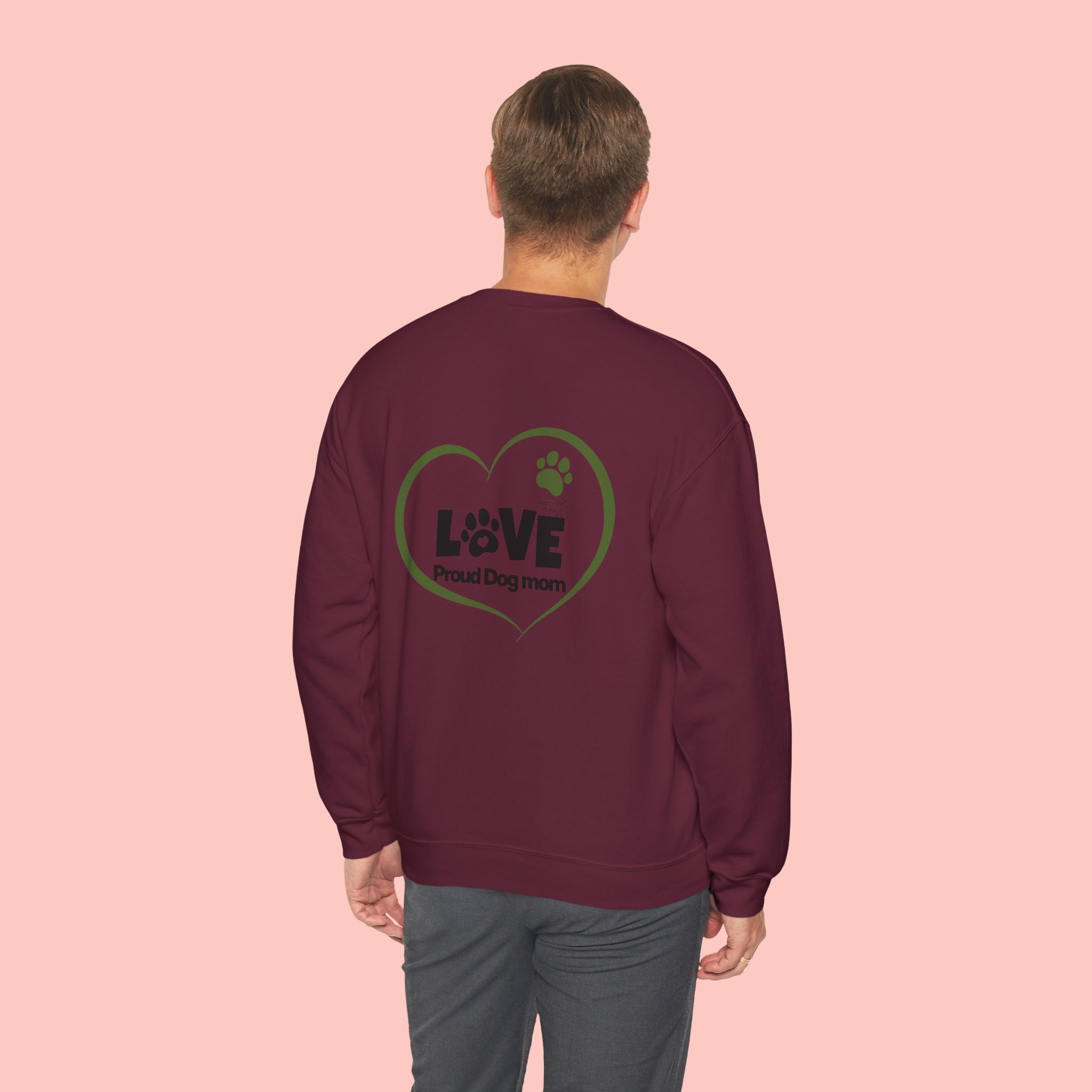 Dog Mom Sweatshirt – "LOVE" Paw Heart Crewneck