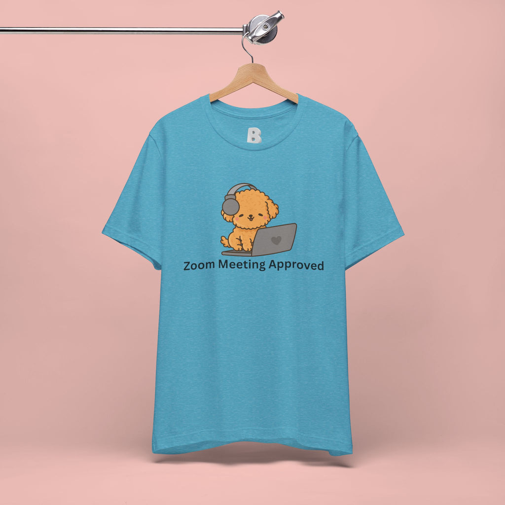 Zoom Meeting Approved Tee — Cute Puppy with Headset Laptop Graphic
