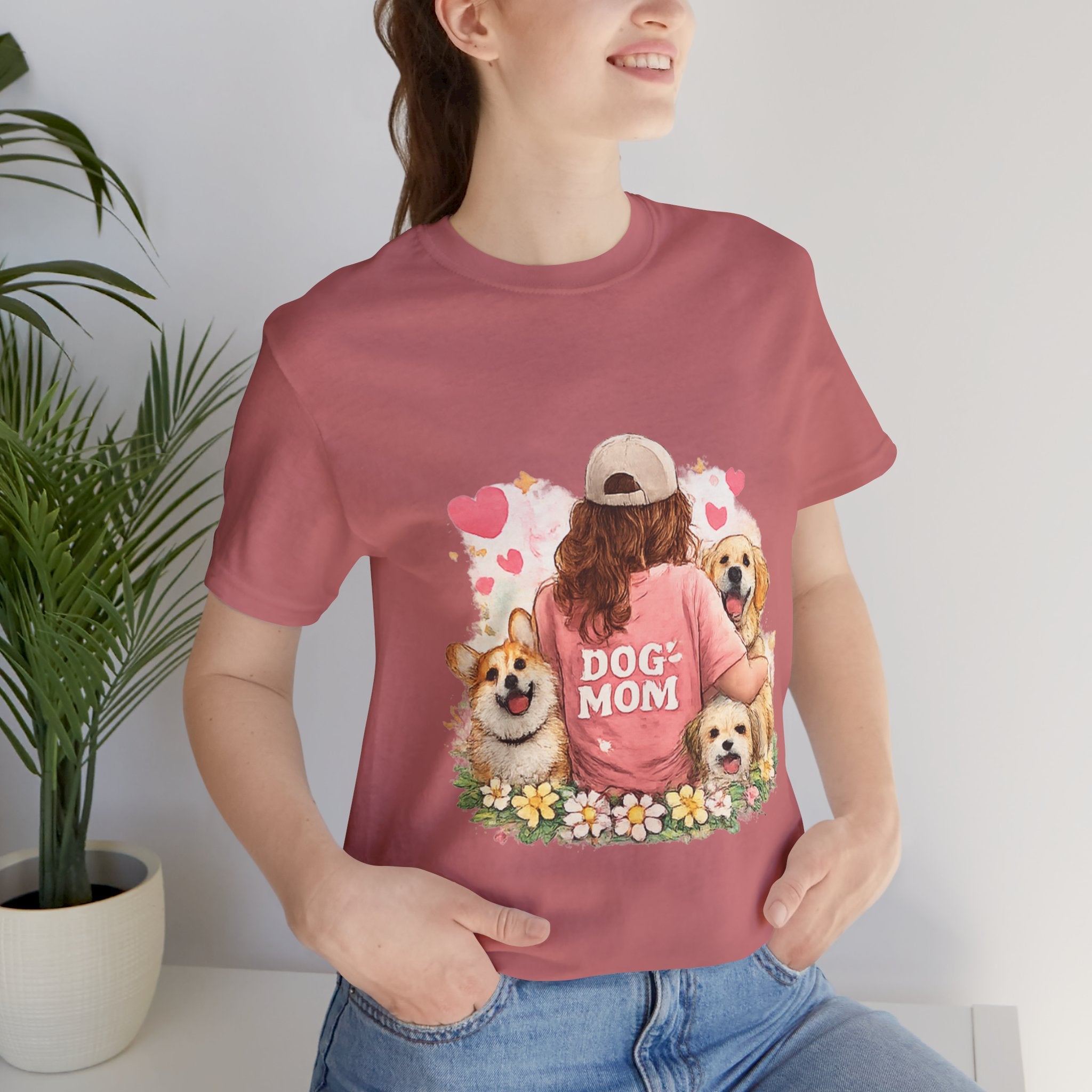 Dog Mom T-Shirt - Cute Woman with Dogs Graphic Tee