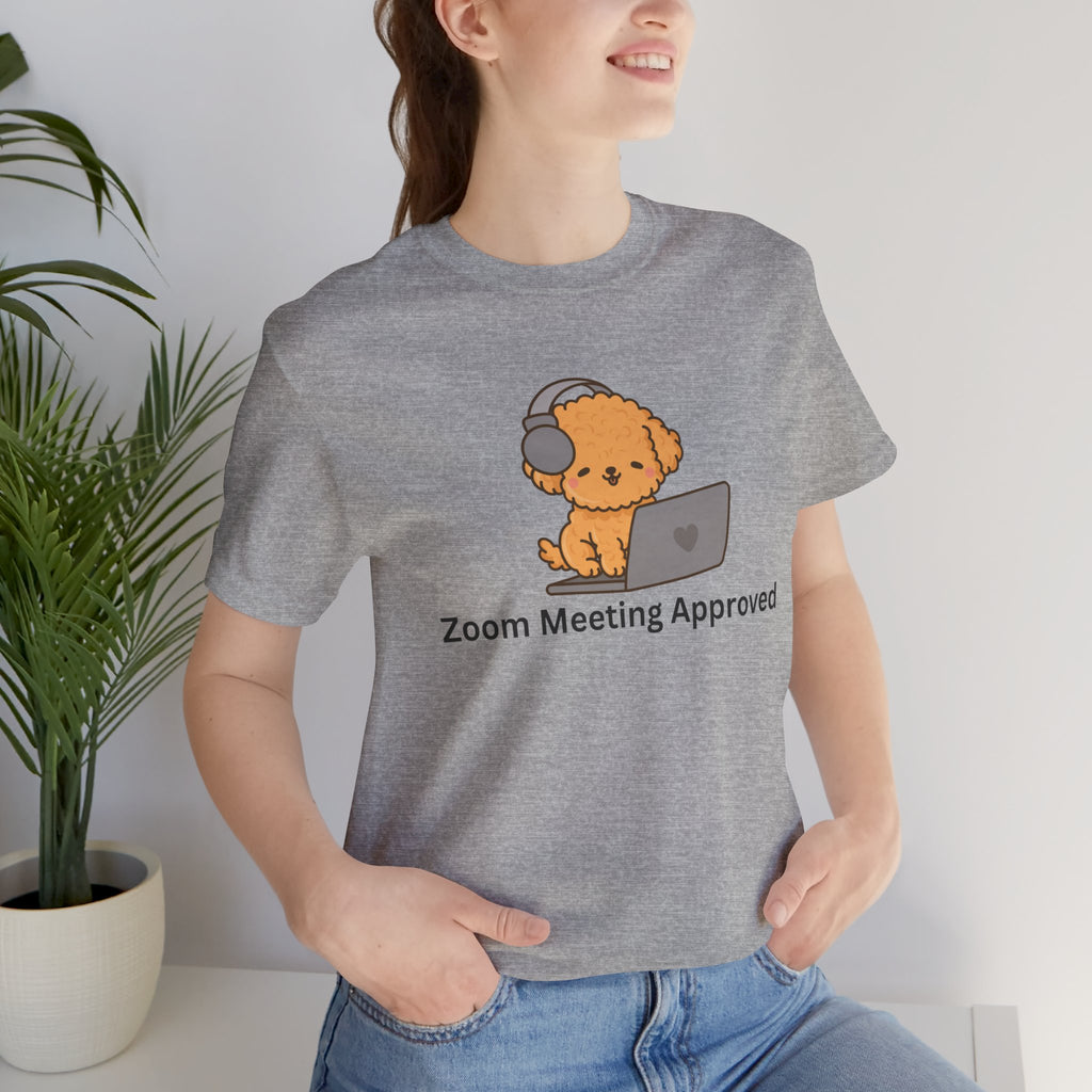Zoom Meeting Approved Tee — Cute Puppy with Headset Laptop Graphic