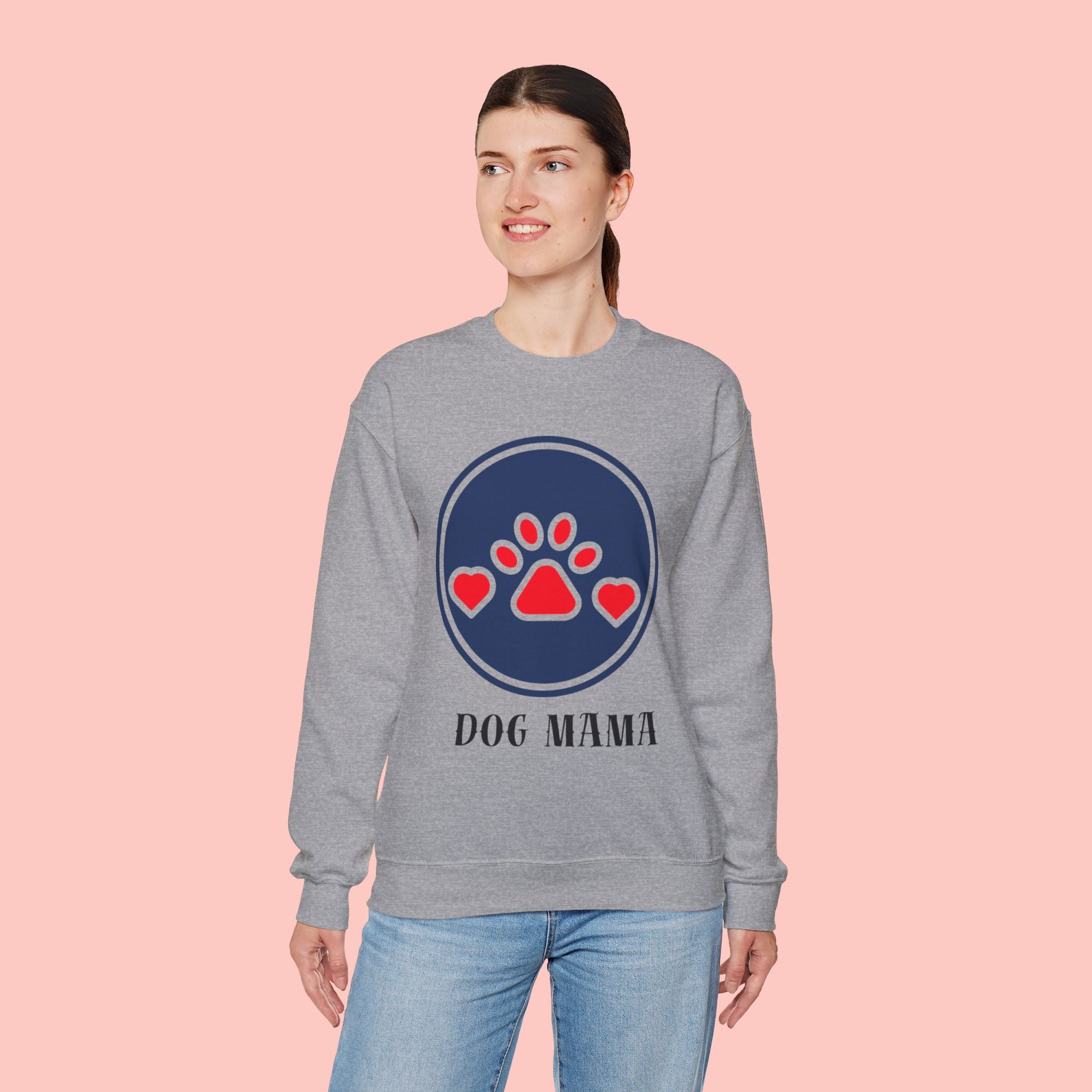 Dog Mama Crewneck Sweatshirt — Cute Paw Print Graphic for Dog Lovers
