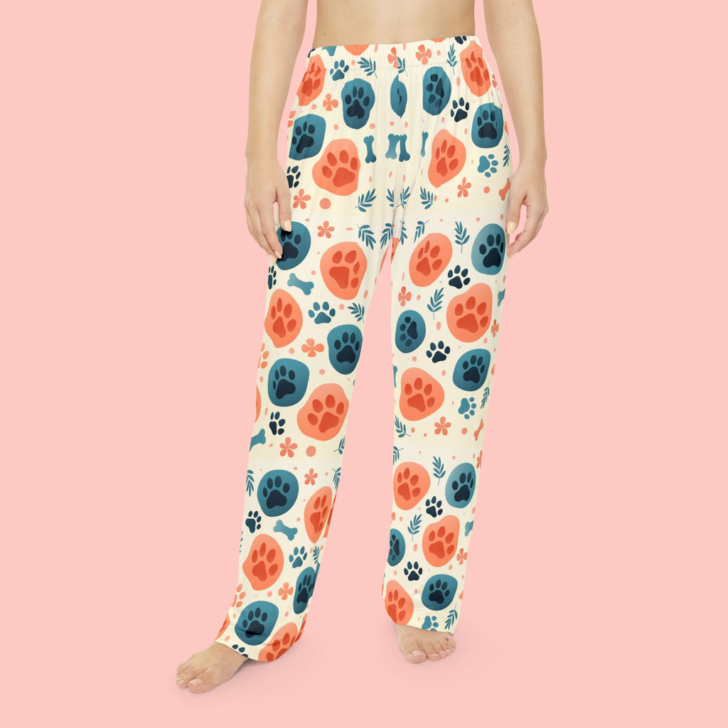 Paw Print Women's Pajama Pants — Cute Colorful Pet Pattern Lounge Pants