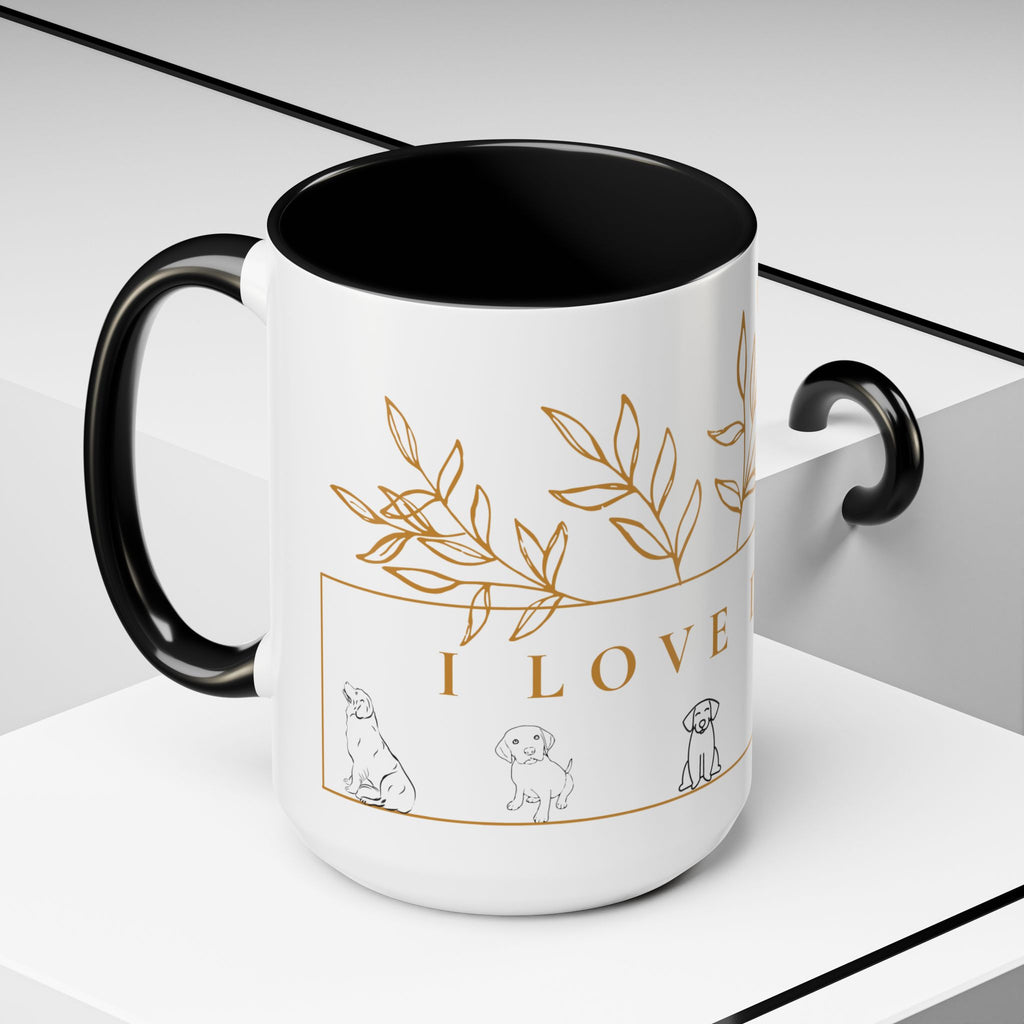 I Love Dogs Accent Coffee Mug — Gold Leaf Dog Lover Ceramic Mug (11oz & 15oz)