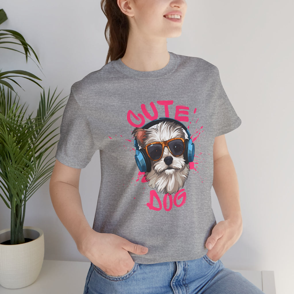 Cute Dog Tee — Headphones Puppy Graphic T-Shirt