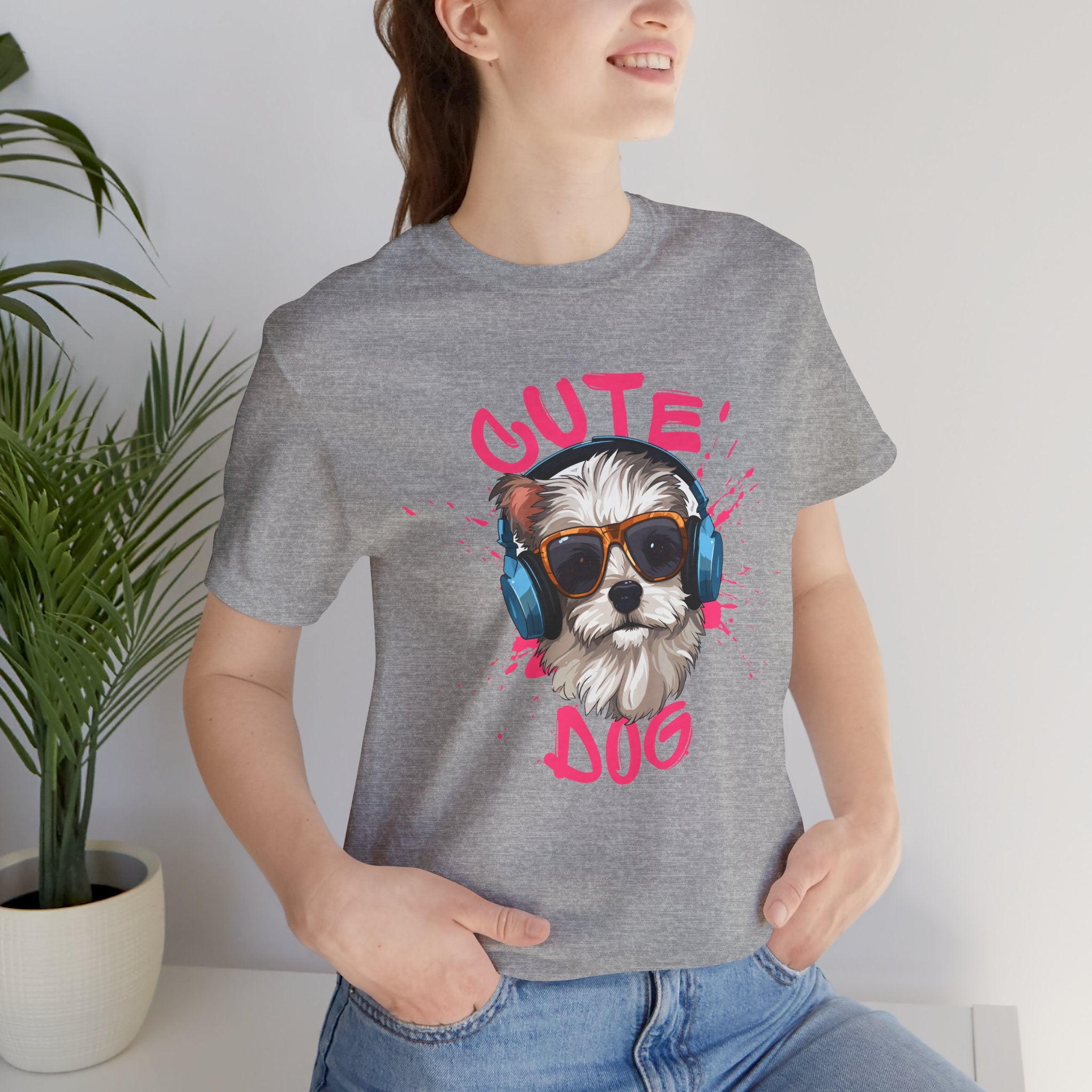 Cute Dog Tee — Headphones Puppy Graphic T-Shirt