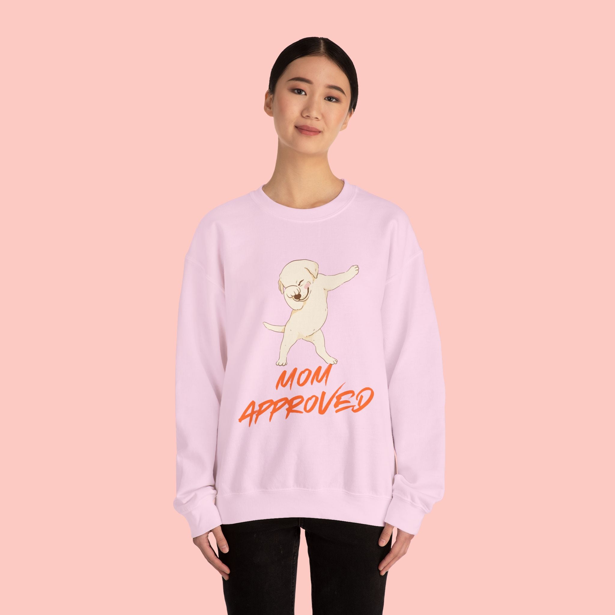 Crewneck Sweatshirt - 'Mom Approved' Dabbing Dog Cute Graphic
