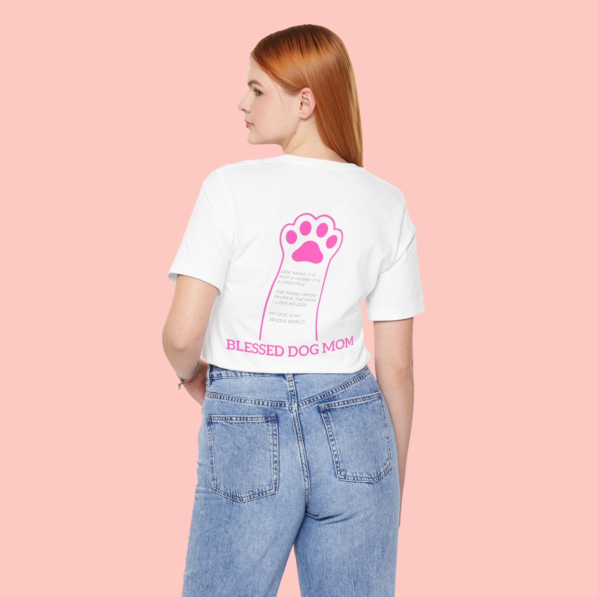 Blessed Dog Mom T-Shirt — Pink Paw Graphic Dog Lover Tee