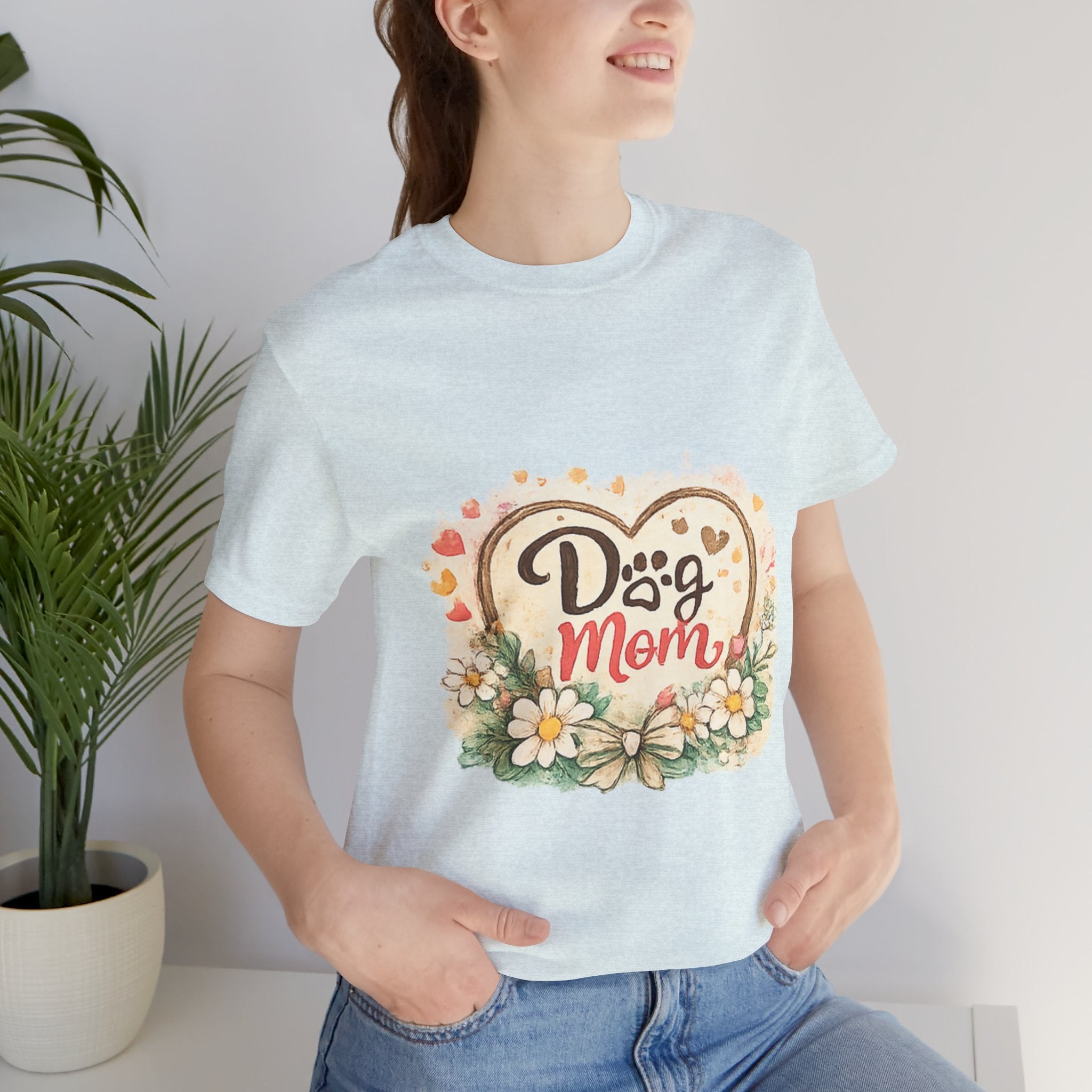 Dog Mom T-Shirt – Floral Paw Heart Graphic Tee