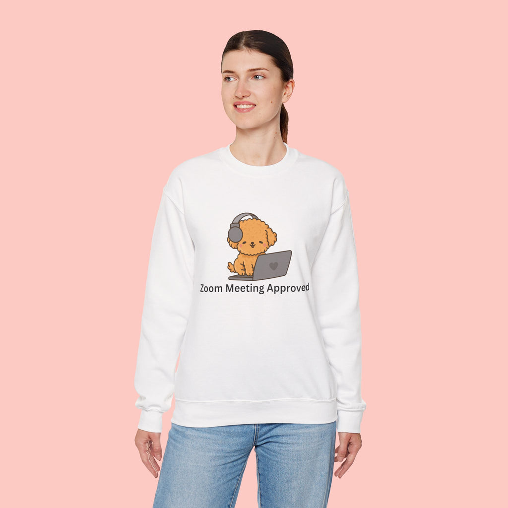 Crewneck Sweatshirt - Cute Puppy "Zoom Meeting Approved" Graphic