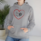 Dog Mom Hoodie — Heart Paw Print Pullover for Pet Lovers