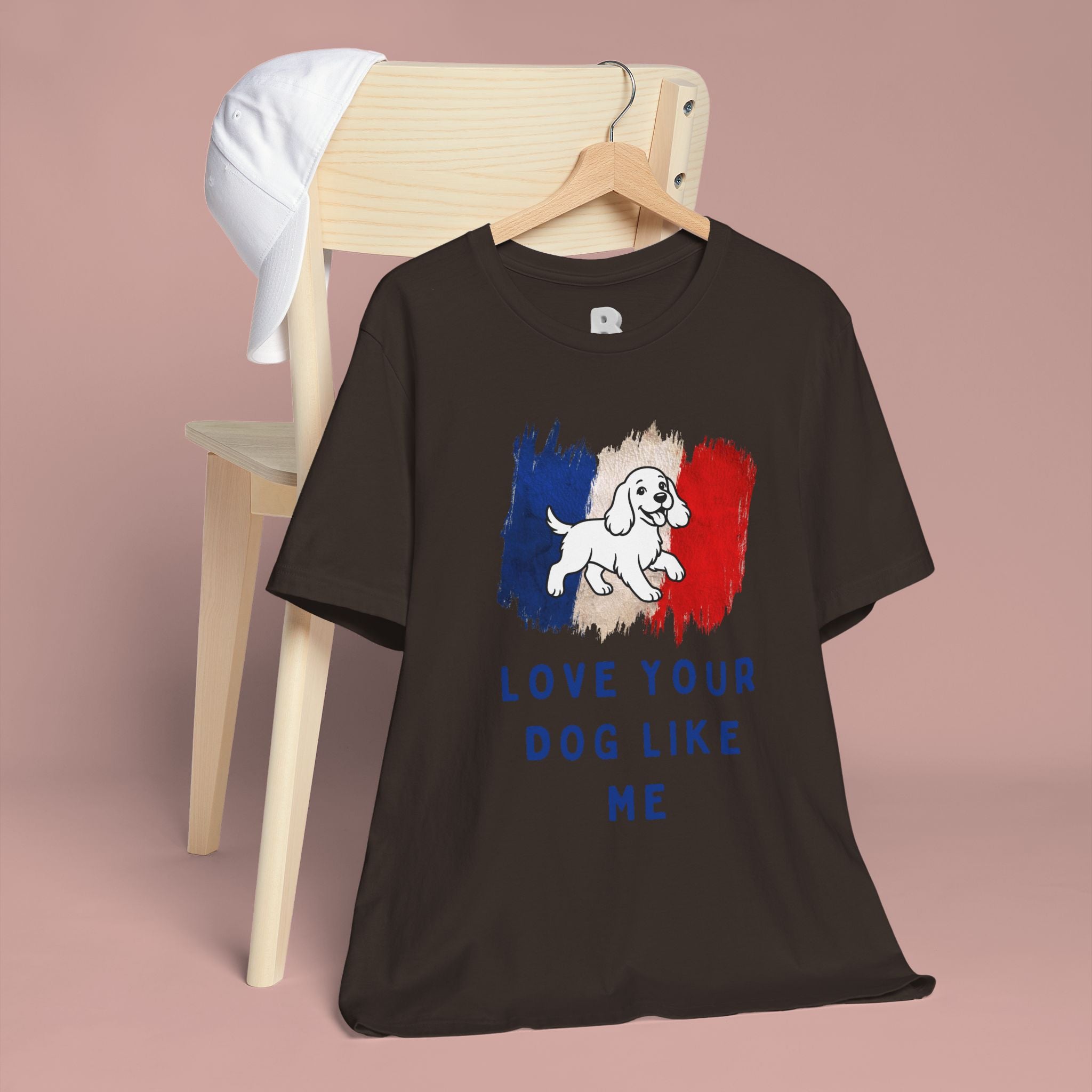 Love Your Dog Like Me T-Shirt — French Flag Heart Puppy Tee