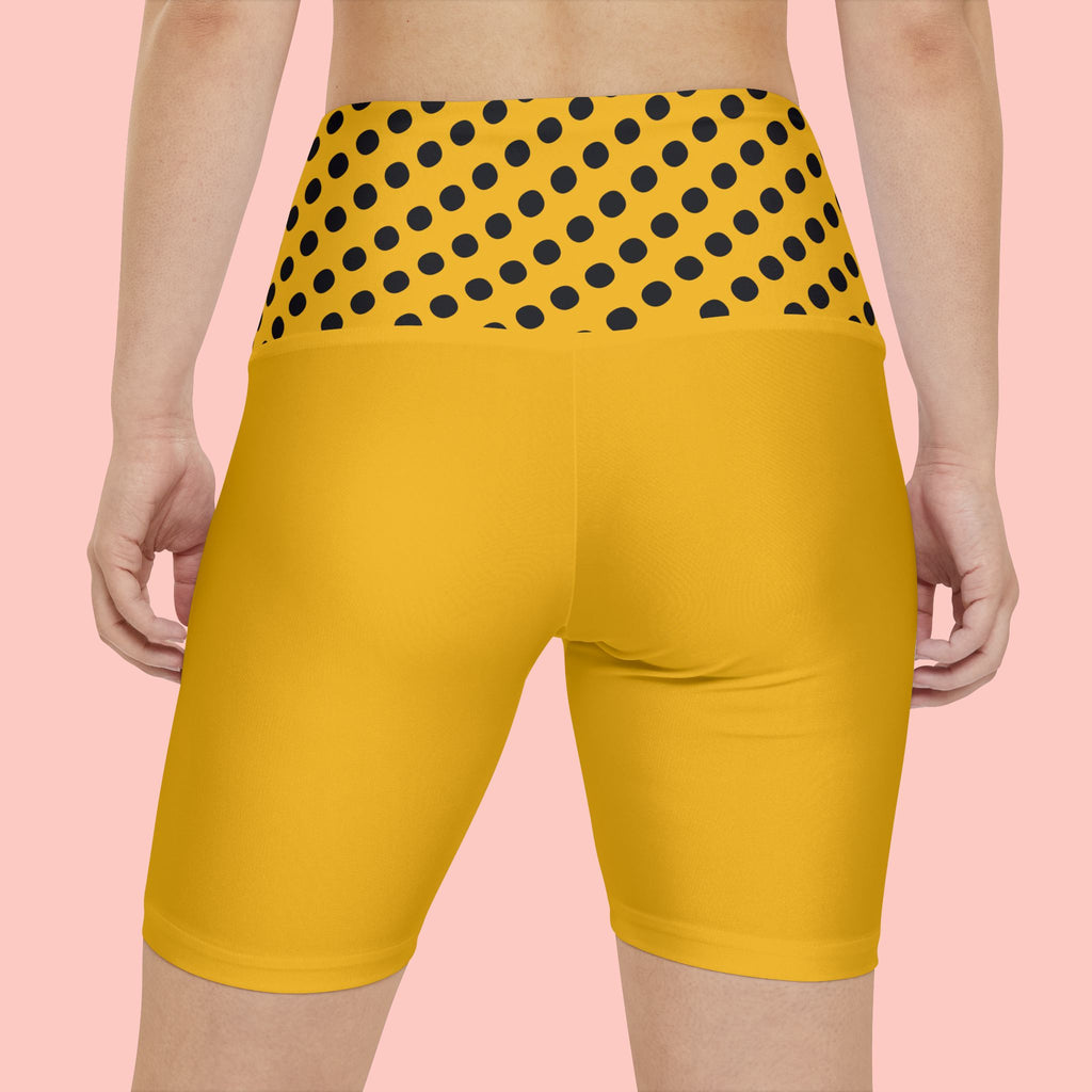 Women's Yellow Dog-Lover Workout Shorts — "All I Need Is My Dog" Fitness Biker Shorts