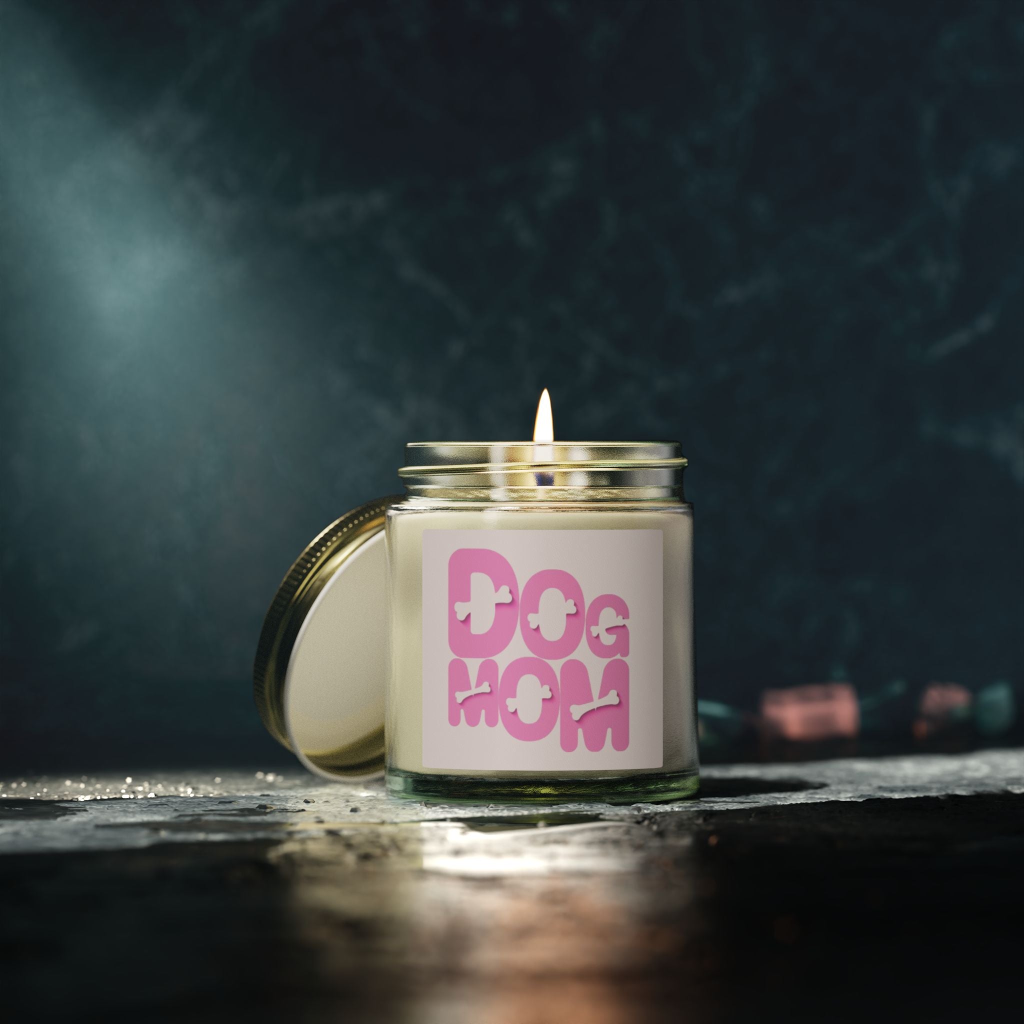 Dog Mom Scented Candle (Coconut Apricot Wax) — 4oz/9oz Gift for Pet Lovers