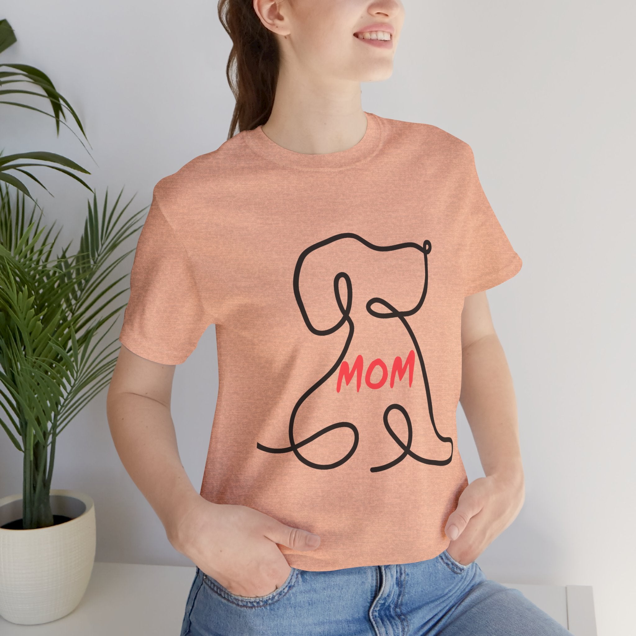 Mom Dog T-Shirt — Minimal Line Art Puppy Tee for Dog Moms, Mother's Day Gift