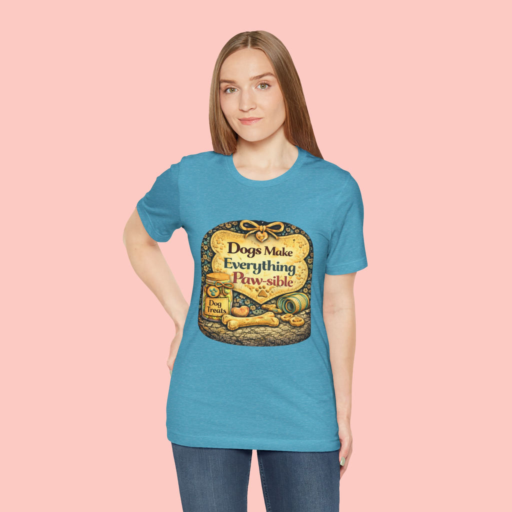 Dog Lover T‑Shirt – "Dogs Make Everything Paw‑sible" Vintage Pet Rescue Tee