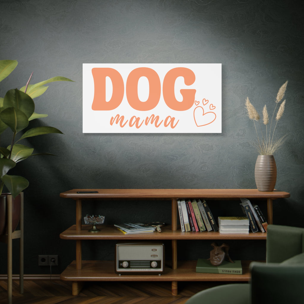 Dog Mama Matte Canvas Wall Art – Peach Script Pet Lover Decor