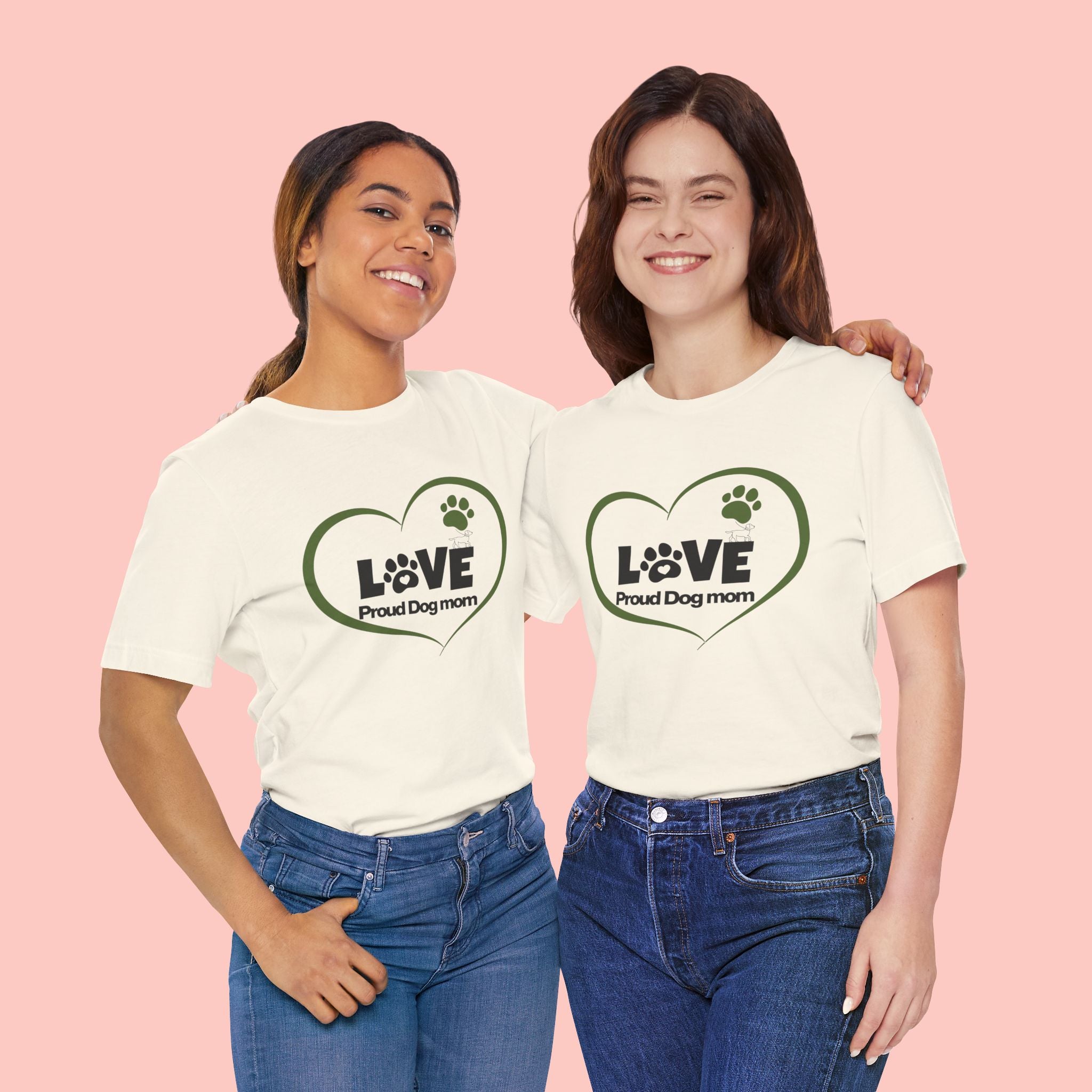 Dog Mom Love T-Shirt — "LOVE Proud Dog Mom" Heart Paw Tee